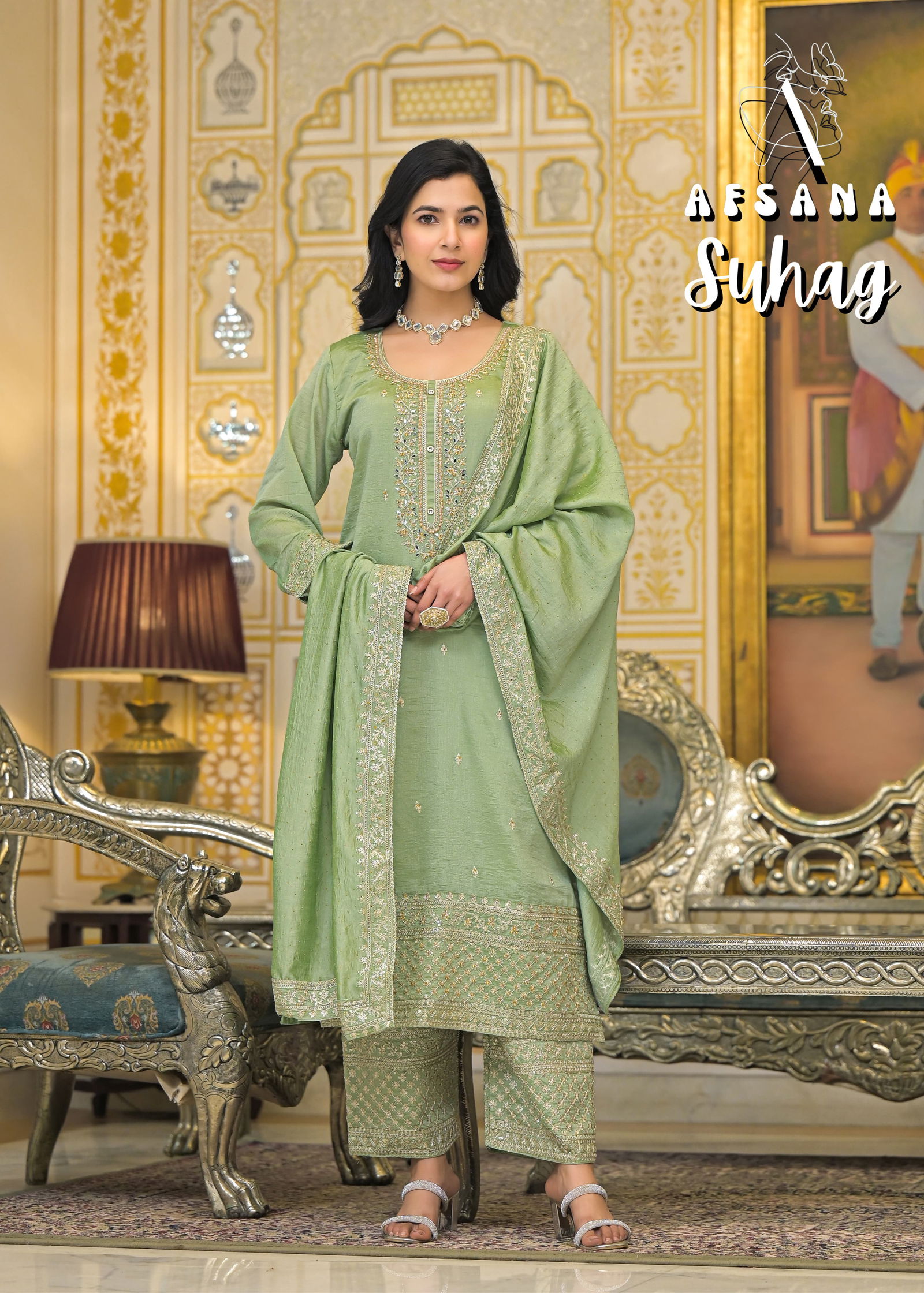 Suhag By Afsana Vichitra Embroidery Readymade Suits Exporters In India